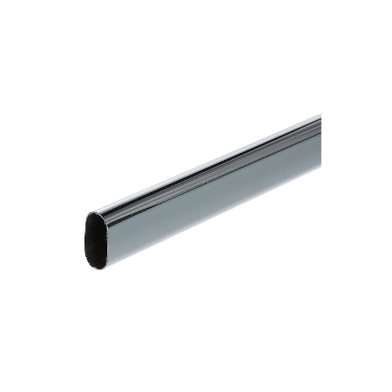 Riex VT24 Barra per guardaroba, ovale, 30x15 mm, 1,0 mm, 3000 mm, cromo